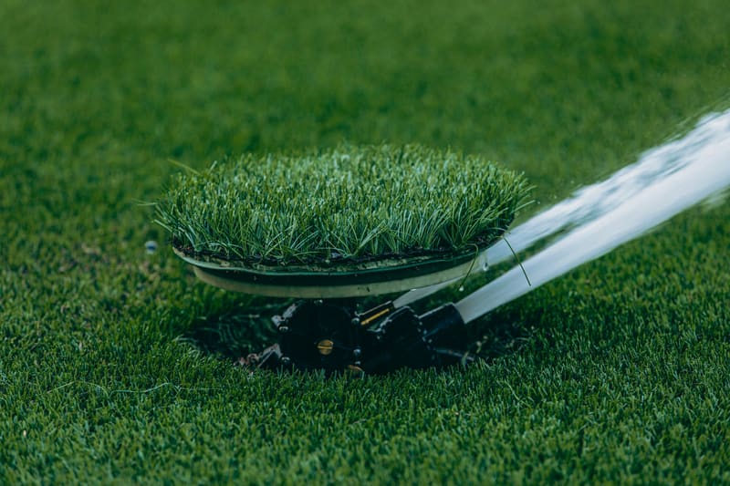 A core of turf lifted out of a lawn, showing the grass and its roots